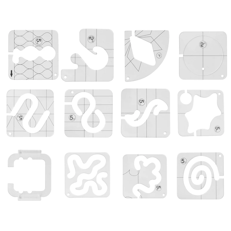 

Quilting Template Sewing Machine Ruler,Multifunctional Ruler,Acrylic Free Motion Sewing Machine Quilting Template Set