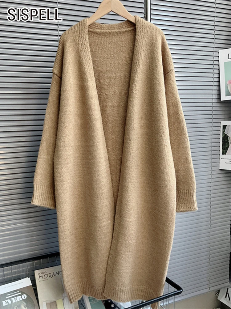 

SISPELL Solid Minimalist Sweater For Women V Neck Long Sleeve Loose Knitting Korean Sweaters Female Autumn Clothing Fashion 2022