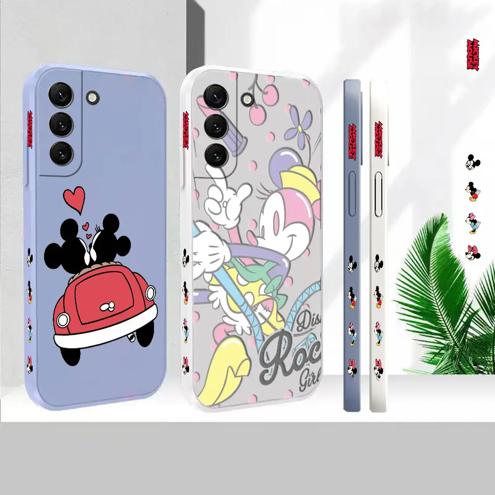 

Liquid Silicone Cover For Samsung S23 S22 S21 S20 FE Ultra 5G S11 S11E S10 S10E S9 Plus Anime Mickey Minnie Mouse Case Funda