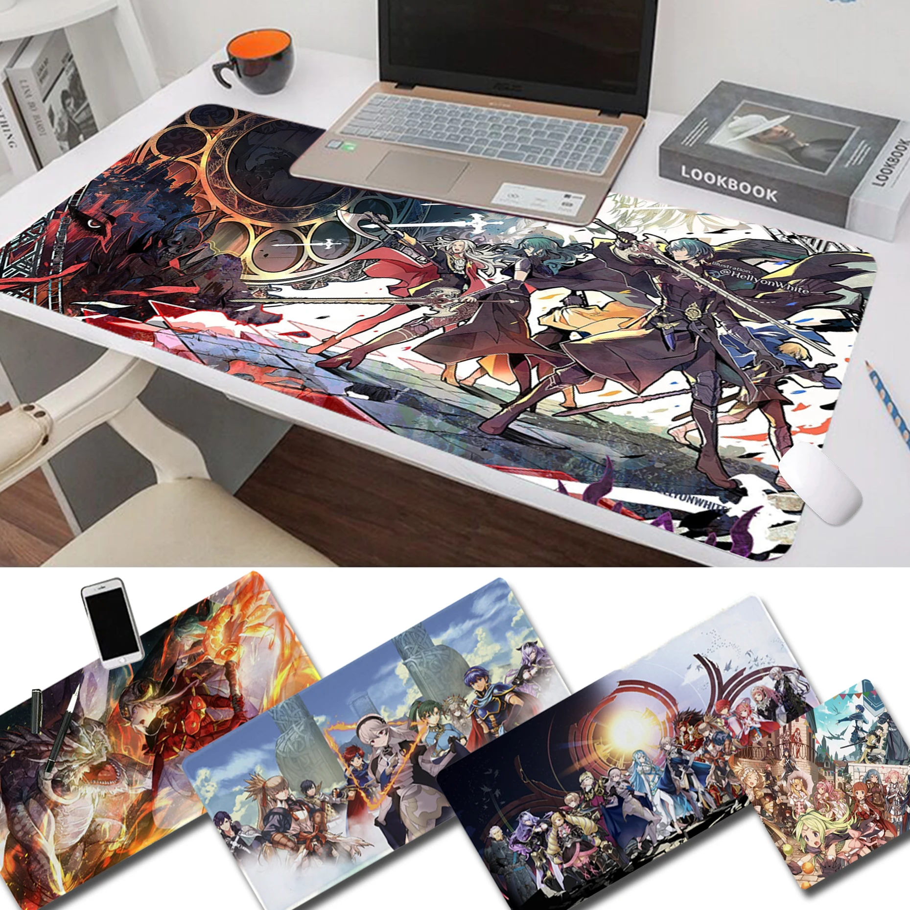 

Fire Emblem Three Houses In Stocked Customized laptop Gaming mouse pad for large Edge Locking Speed Version Game Keyboard Pad