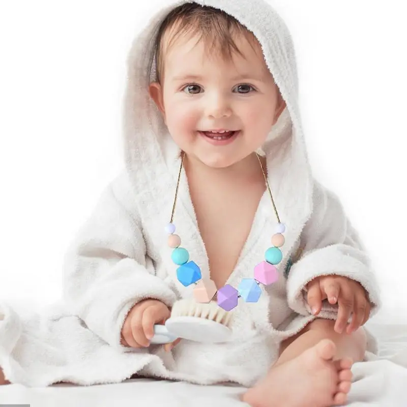 

Children Silicone Beads Necklace Food Grade Silicone Teething Nursing Necklace For Kids Mom Breastfeeding Jewelry Birthday Gift