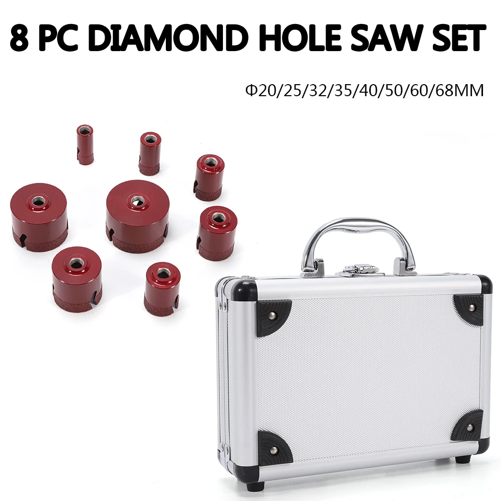 

M14 Tile Cutter Diamond Drill Bit Set 20-68mm 8Pcs Tile/Granite/Fine Stoneware