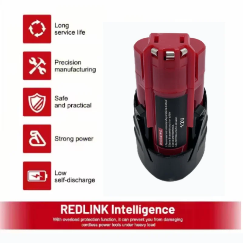 Фото Замена 12 В 3 Ач  Аккумулятор для    Milwaukee M12 XC 12-вольтовый литий-ионный аккумулятор, совместимый с 48-11-2420 48-11-2411 Power №5