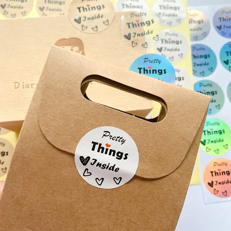 

free shipping 500pcs Pretty Things Inside Label Stickers for Business Handmade Decor Labels Baking Gift Party Wedding Packaging