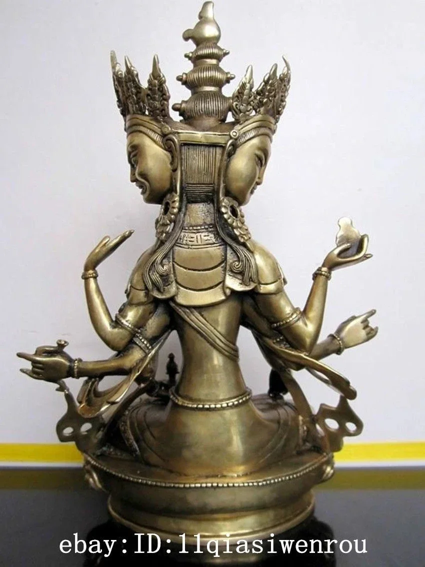 MOEHOMES 8 &quotТибетская бронза Ushnishavijaja 3 лицо 6 рук статуя Будды металлические изделия
