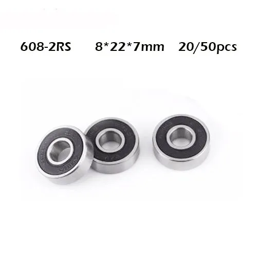 

WHUZF 20/50PCS/lot 608RS Deep Groove Ball Bearing 8*22*7 mm ABEC-1 608 2RS Skate Roller Ball Bearings Kit Miniature Bearing