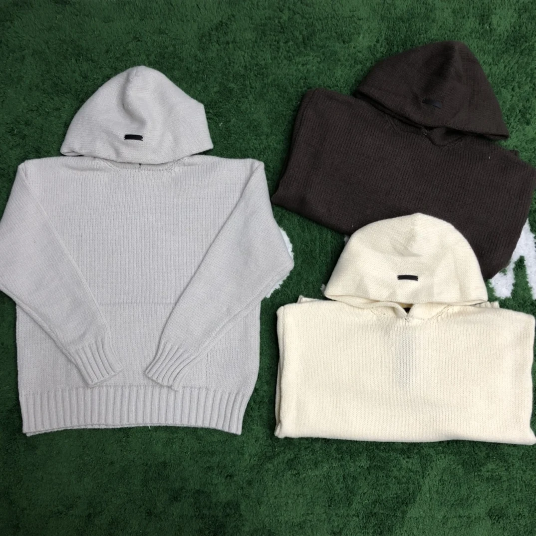 

2021 Fall Winter essential 7th Collection Knit Hoodie High Quality Men Women Hip hop Streetwear Knit Thick Loose Sweaters