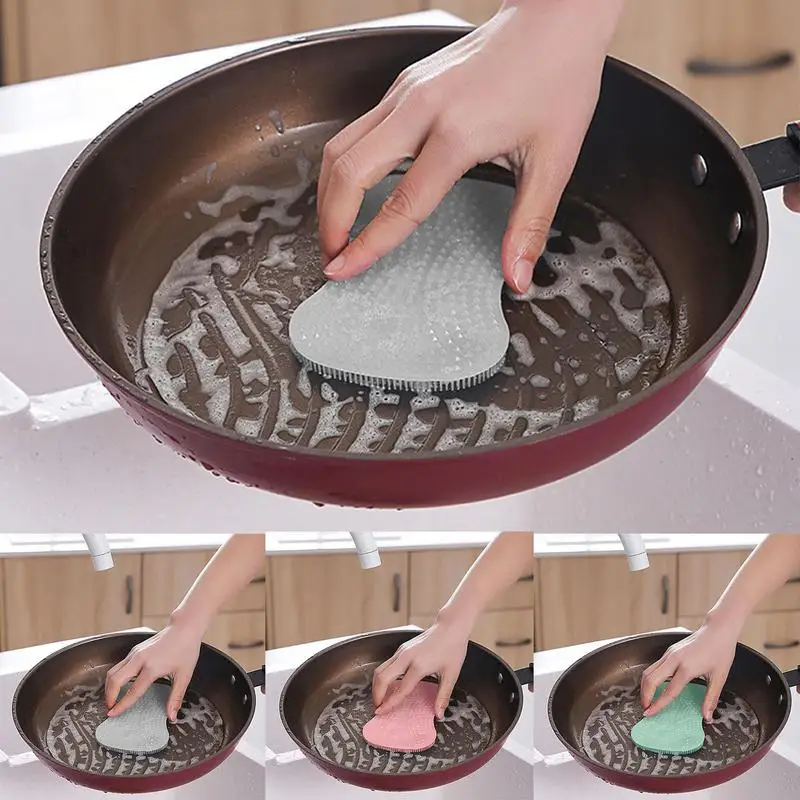 

Silicone Cleaning Brush Durable Food-Grade Silicone Kitchen Brush Silicone Dish Brush For Plates Bowls Pots Pans Glasses Cups