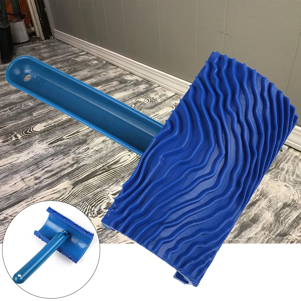 

Brush Graining Handle Durable Empaistic Tool Art DIY Wall Blue Painting Roller Wood Pattern Decoration Home Rubber Imitation