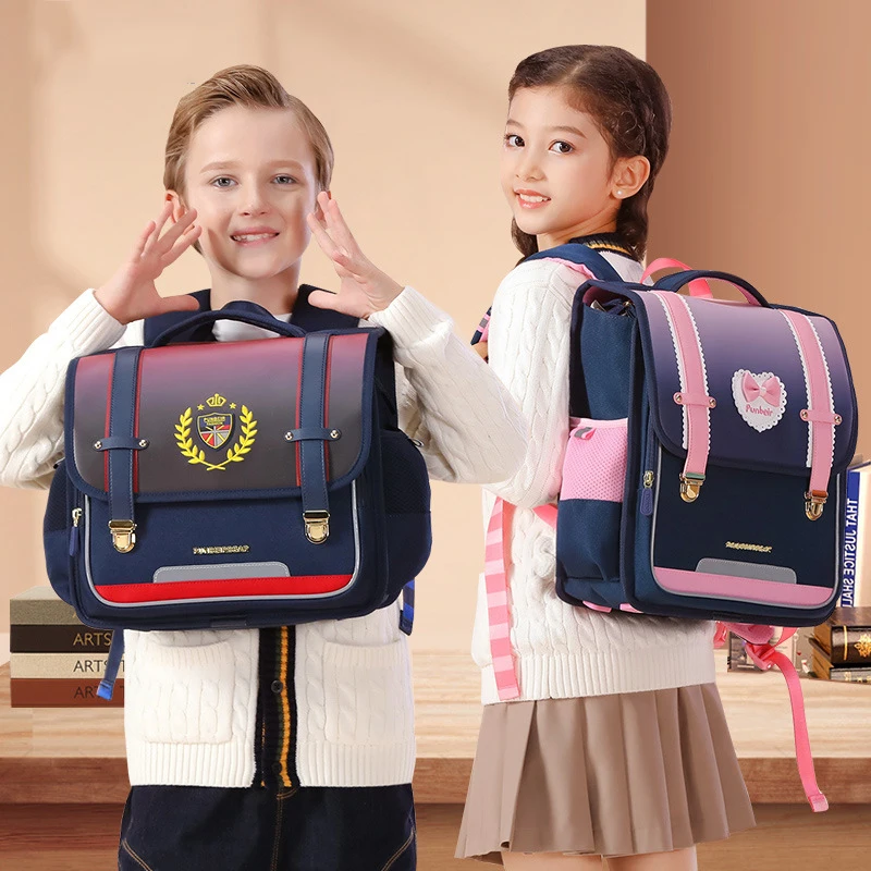 Детские рюкзаки для школы, ранцы с горизонтальным светом в стиле преппи для мальчиков и девочек