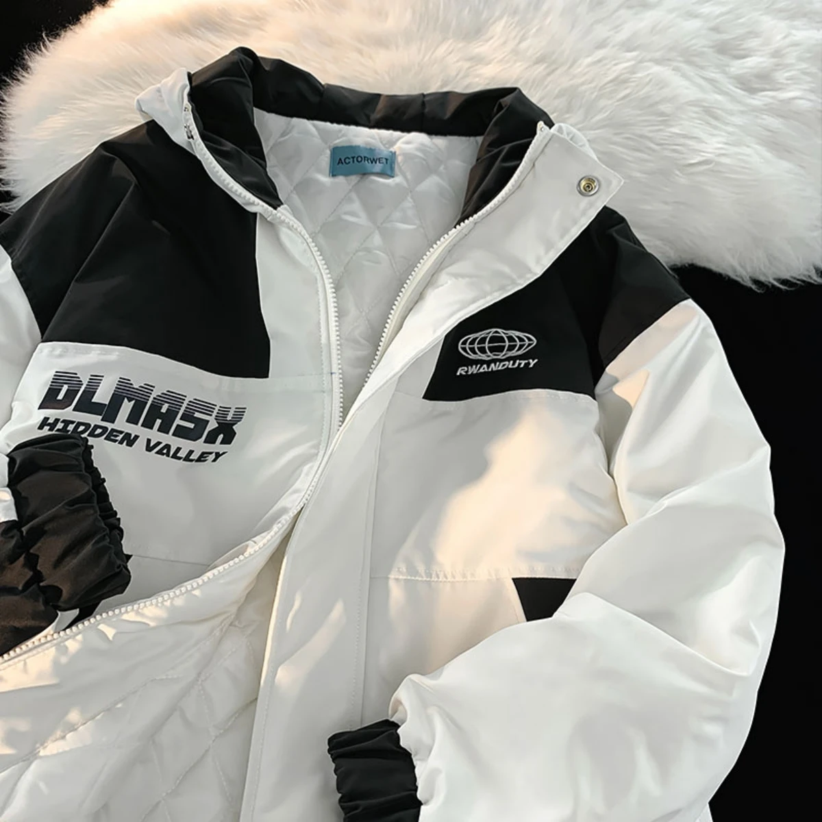 American High Street Machine Nengfeng Hooded Cotton Padded Jacket Women's Winter Hiphop Fashion Label Thickened Couple's Cotton