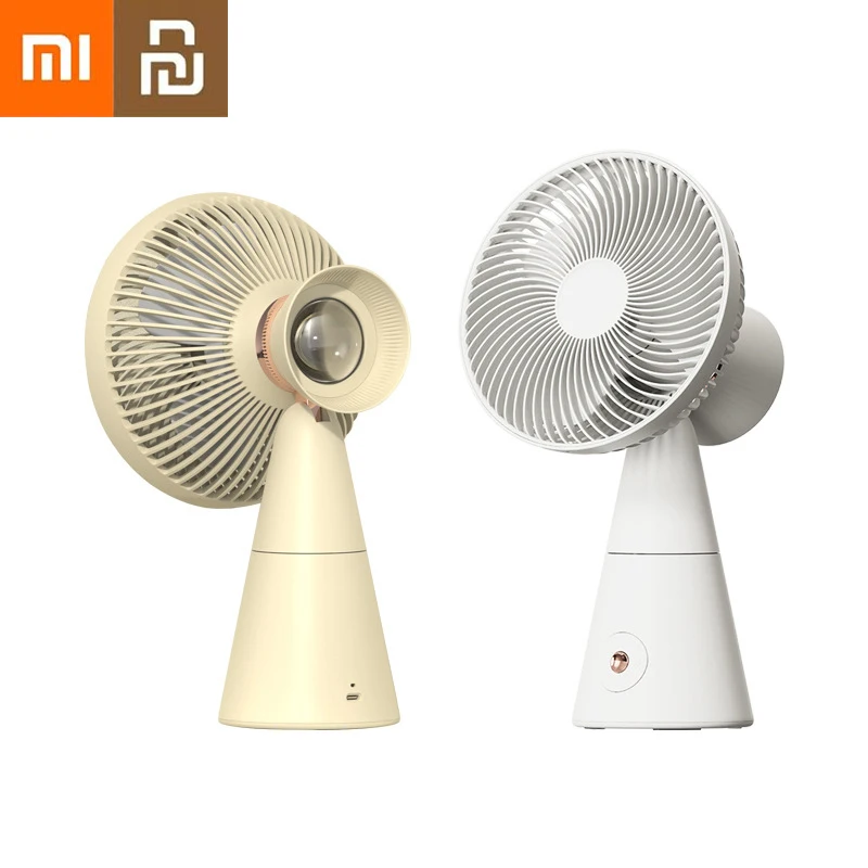

Xiaomi Youpin Desktop Fan Portable Sunset Atmosphere Light Small Fan Student Dormitory Office Shaking Head Ambient Light Gift