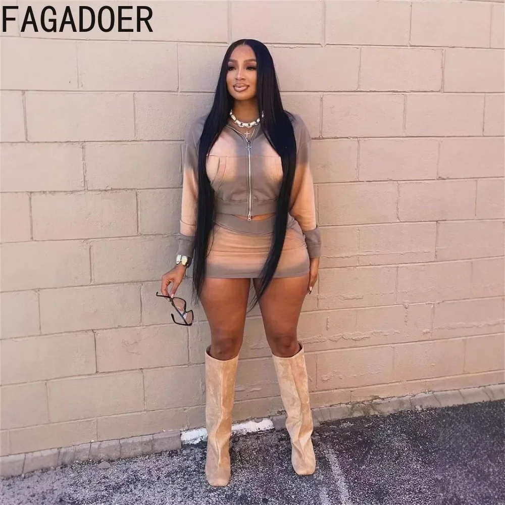 FAGADOER Tie Dye Ретро Уличные комплекты из 2 предметов Женская одежда Модная