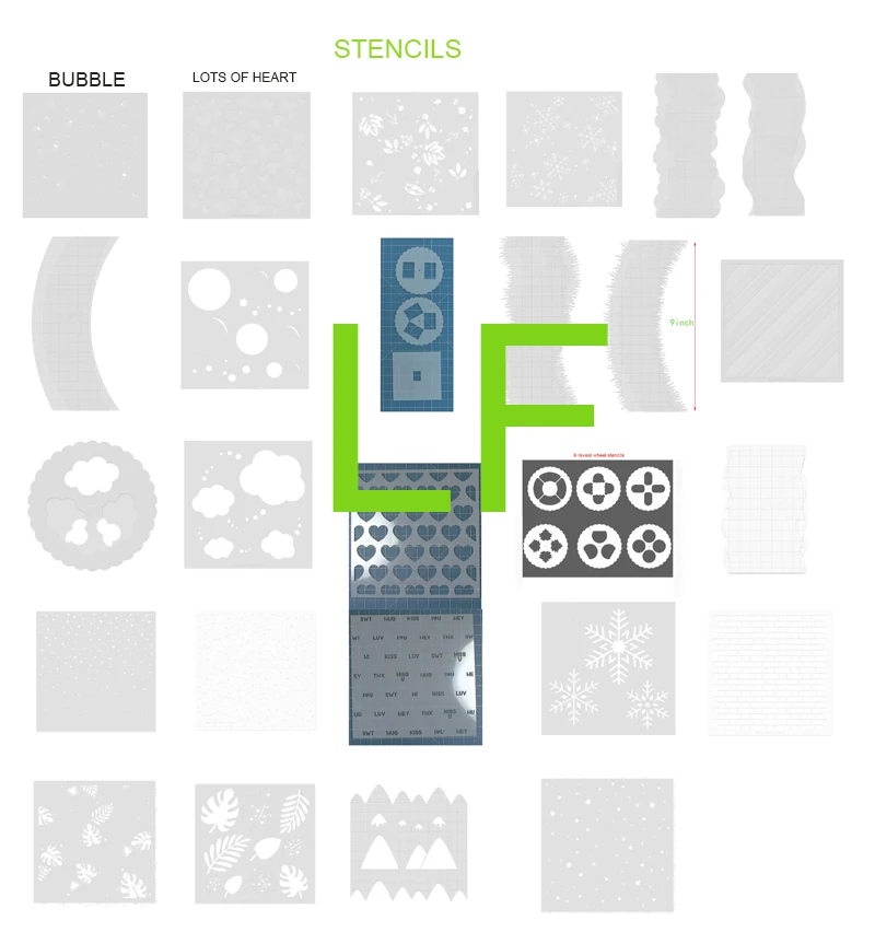 

Stencil Slimline Grass Cloud Hill Reveal wheel Stencils Cutting die and Clear Stamp for Card making Scrapbook