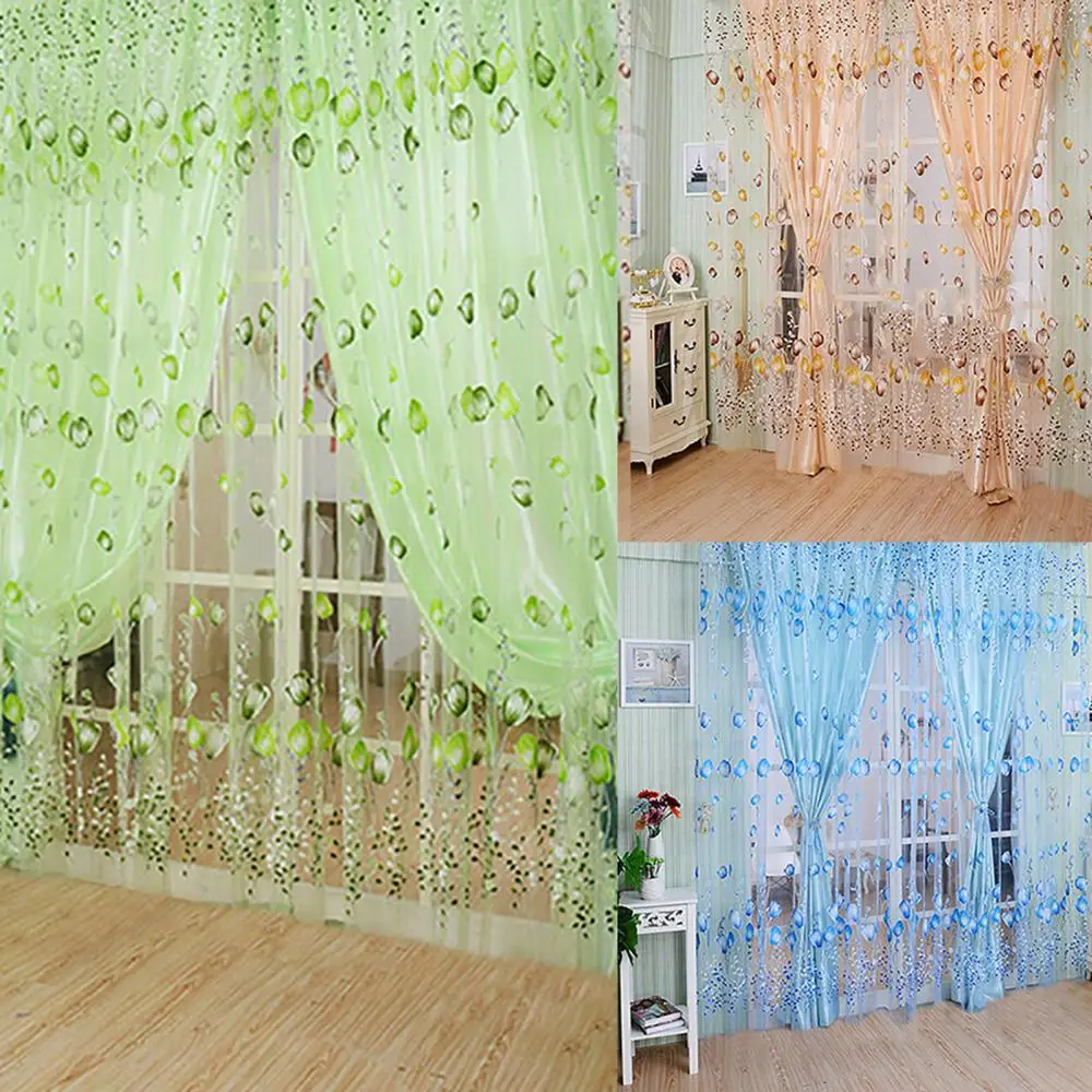 

Floral Tulle Voile Door Window Curtain Drape Panel Sheer Scarf Valances Divider