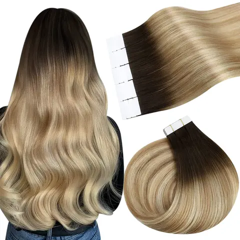 Ugeat Натуральные волосы на ленте 12-24 дюйма