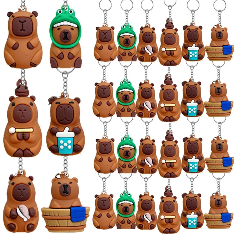 

30 шт. брелок с капибарой, милые смоляные фигурки животных, брелок для детей, тема капибары, сувениры для дня рождения, подарочные принадлежности