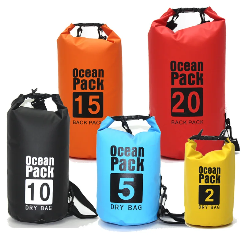 PVC Waterproof Dry Bag 5L 10L 20L 30L Outdoor Diving Foldable Storage Man Women Beach Swimming Bag Rafting River Ocean Backpack
