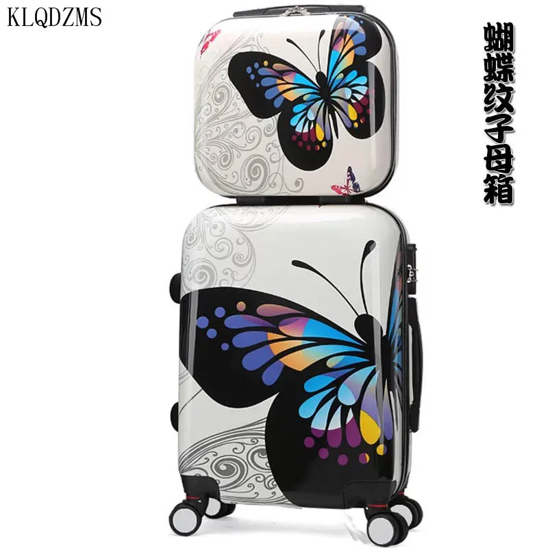 KLQDZMS 20/24/28inch ABS New Universal Cosmetic Bag Rolling Luggage Set Spinner Suitcase with Wheels Trolley Bag