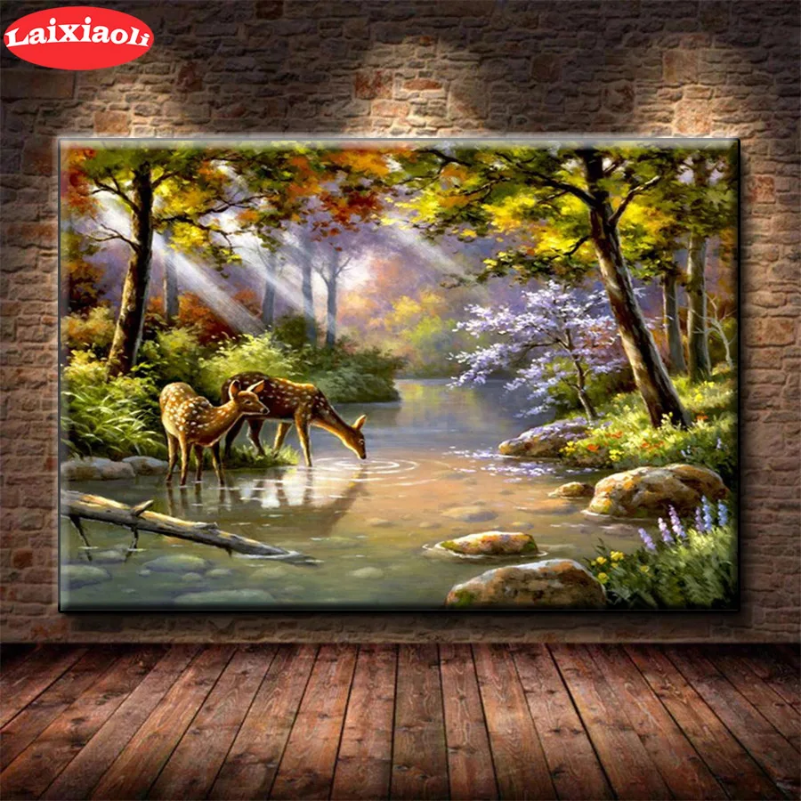 

Алмазная вышивка «девственный лес», картина из бриллиантов, полноразмерная Мозаика из круглых страз, вышивка крестиком, настенное искусств...