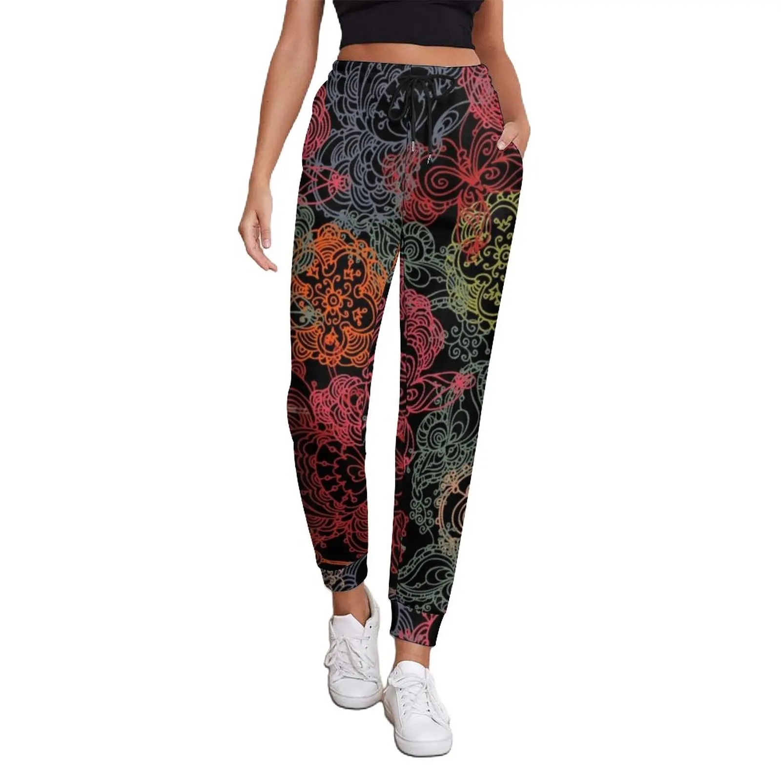 

Colorful Bohemia Pants Abstract Butterfly Print Elegant Sweatpants Spring Pattern Y2K Oversize Trousers Gift Idea