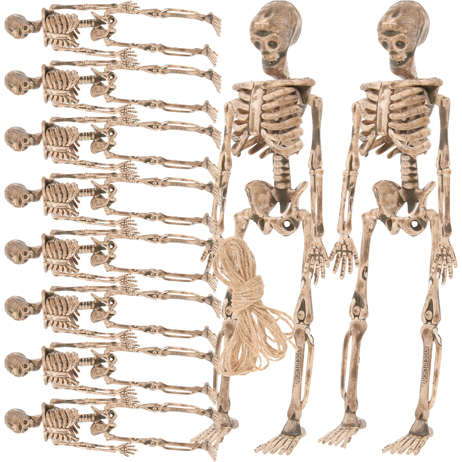 

16 Pcs Halloween Decorations Stylish Props Scary Mini Plastic Action Figure Skeletal
