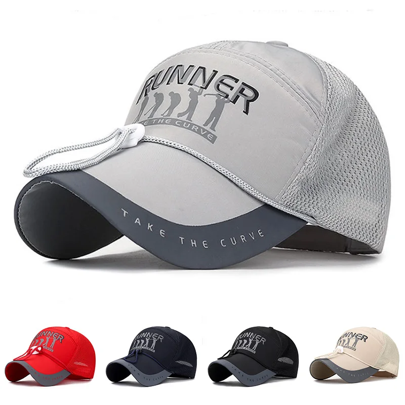 

Hot Sale Women Men's caps Baseball Cap Summer Long-brimmed Caps Breathable Shading Windproof Cap Reflective Striped Hat gorras