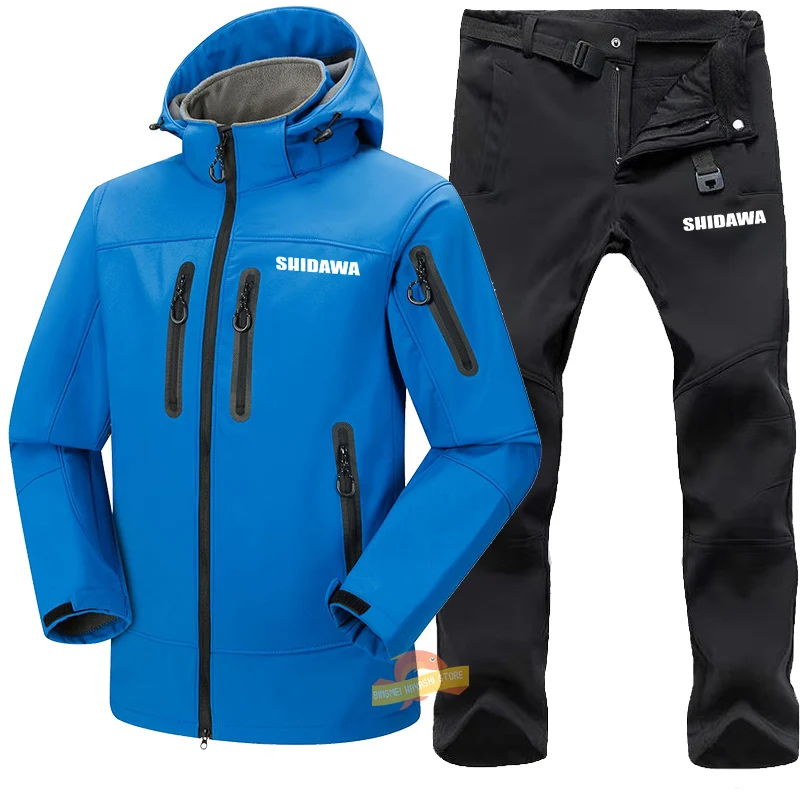 New Men's Windproof Waterproof Fishing Suit Winter Thickened Warm Fleece Clothes Outdoor Sports Fishing Jacket Pants Hiking Set enlarge