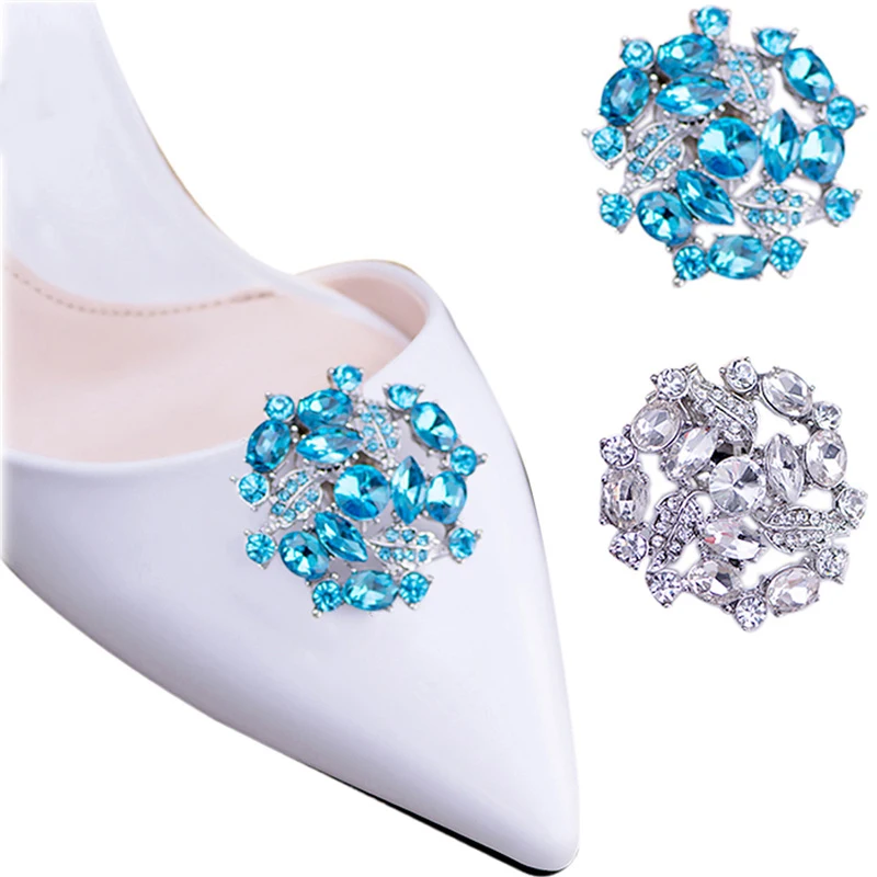 

2 Pcs Detachable Shoe Clips Crystal Wreath Shoe Buckle Wedding Shoe Decoration High Heel Shoe Embellishment for Women Girls