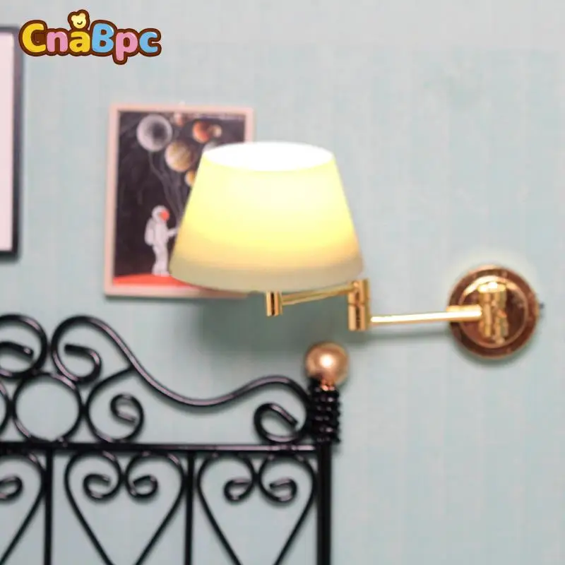 

1:12 Dollhouse Mini Wall Lamp LED Lamp Foldable Telescopic Wall Light Ceiling Lamp Chandelier LED Lamp Decor Toy Can Glow