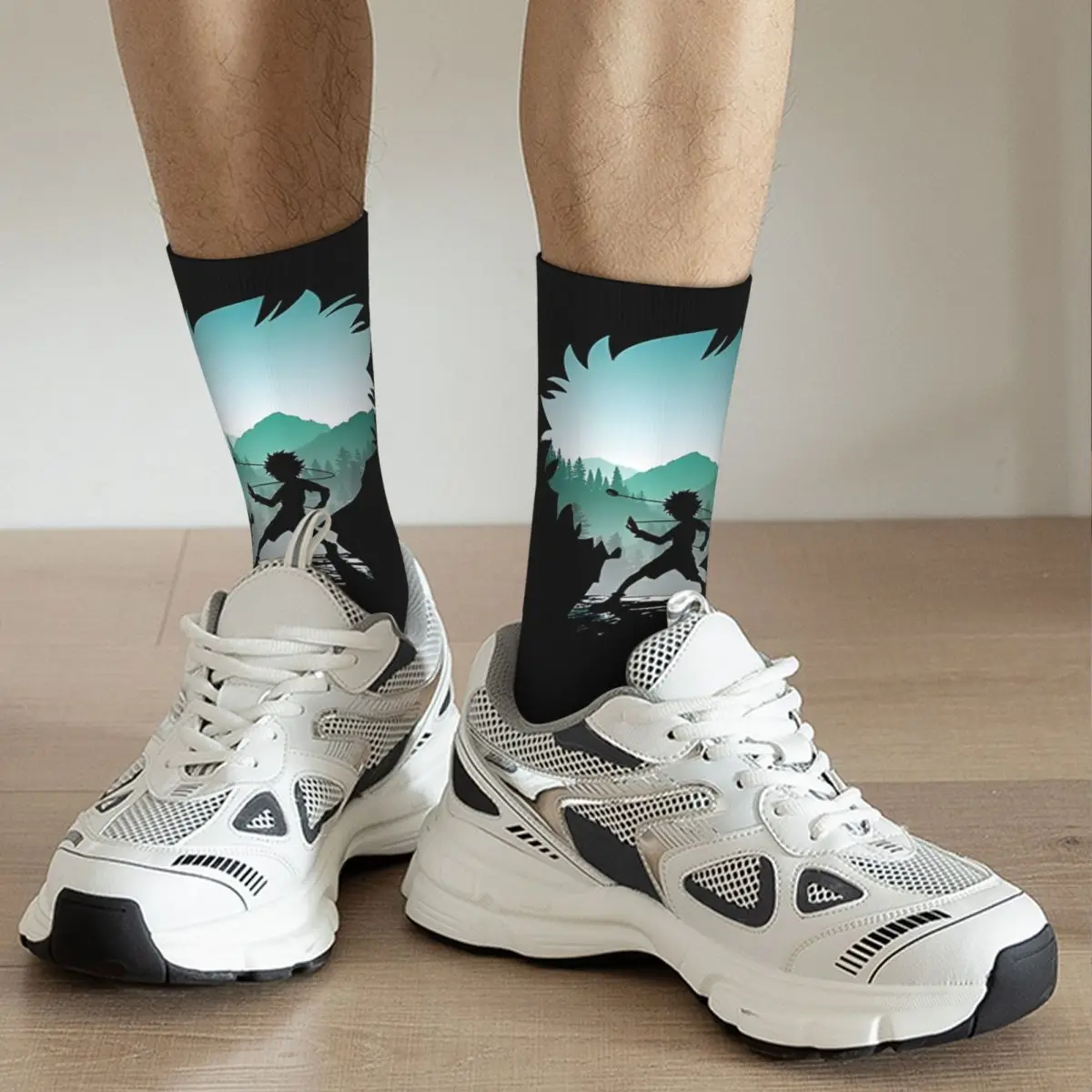 Счастливые забавные мужские Компрессионные носки Killua And His Shadow в стиле ретро Harajuku