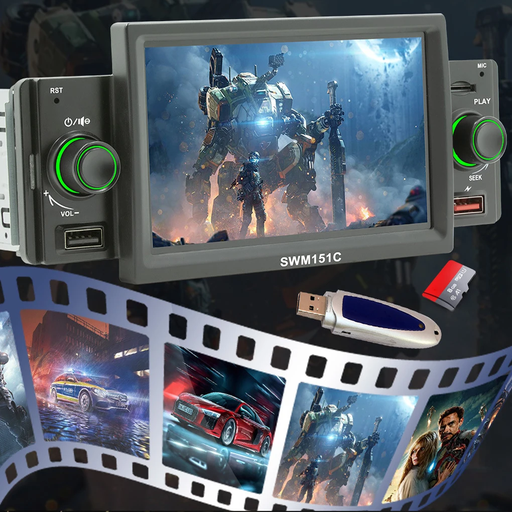 Автомобильный мультимедийный плеер ABS с поддержкой Bluetooth и USB-портом