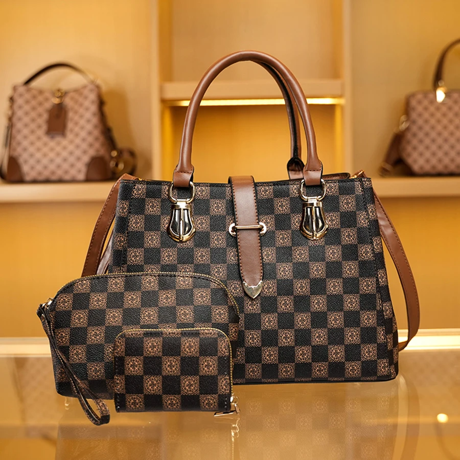 Вместительная сумка с принтом для женщин через плечо комплект из 3 предметов