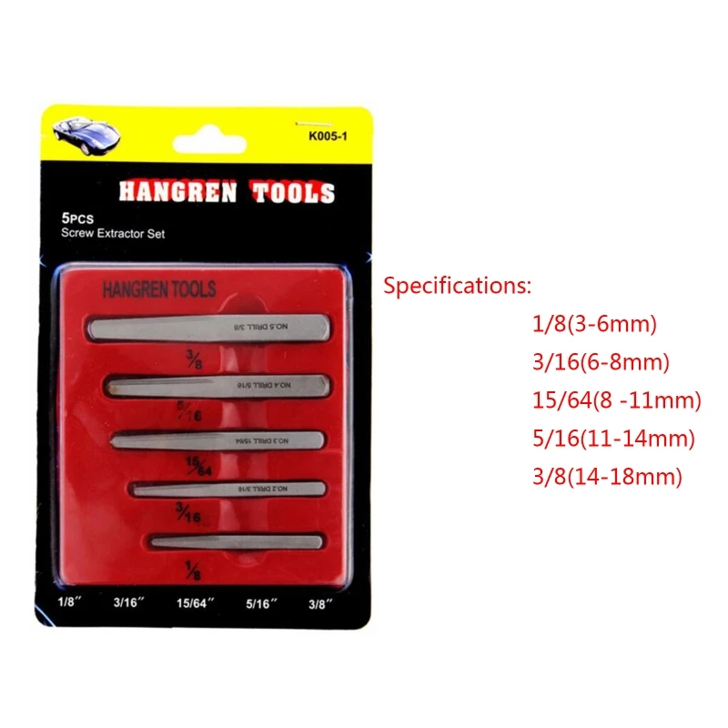 

5 шт. инструмент для легкого удаления сломанных поврежденных болтов, квадратный тип для ремонта сломанных болтов, резьбы 1/8 3/16 15/64 5/16