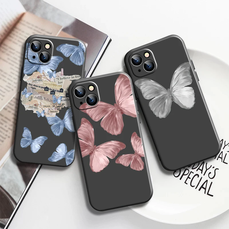 

Butterfly Flower Phone Cases For iPhone 11 12 Pro MAX 6 6S 7 8 Plus X XS XR 12 13 Mini SE 2020 Phone Case Back Carcasa
