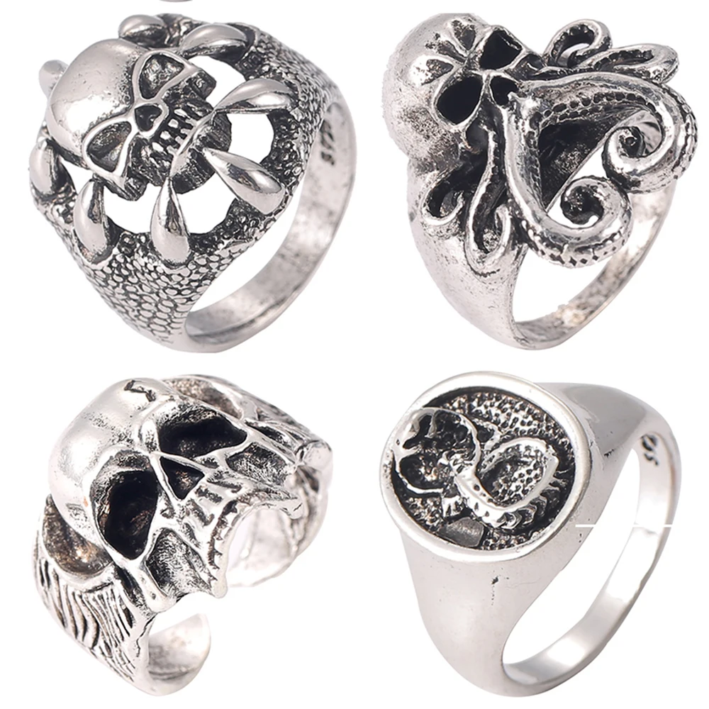 

Ethnic Punk Men Women Skull Dragon Eye Currency Eagle Claw Zinc Alloy Rings For Vintage Metal Party Jewelry Gift Ring