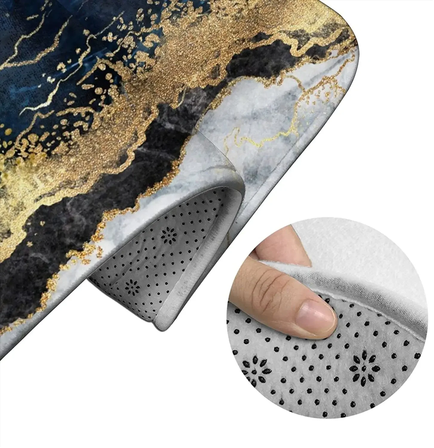 Коврик для ванной комнаты Коврики Темно-синий Мрамор Золотой Абстрактные наборы