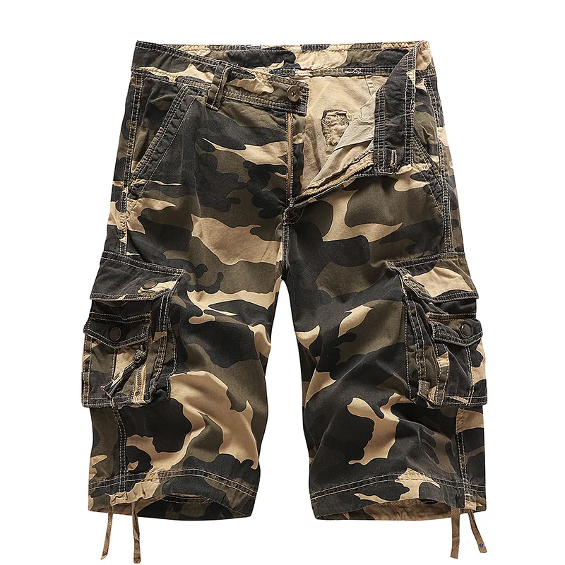 

Men's Military Cargo Shorts Multi-Pockets Summer Knee Length Cargo Camouflage Shorts Tactical Army Zipper Casual Plus Size Homme