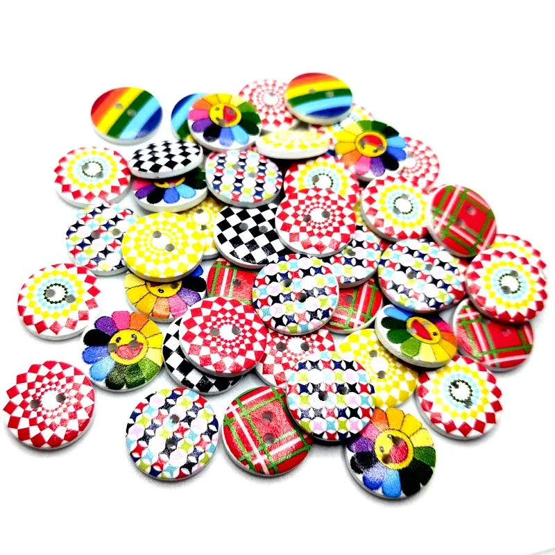 

50 шт./лот, деревянные пуговицы с фруктовым узором для одежды, Швейные аксессуары, ремесла, «сделай сам», скрапбукинг, товары для украшения до...