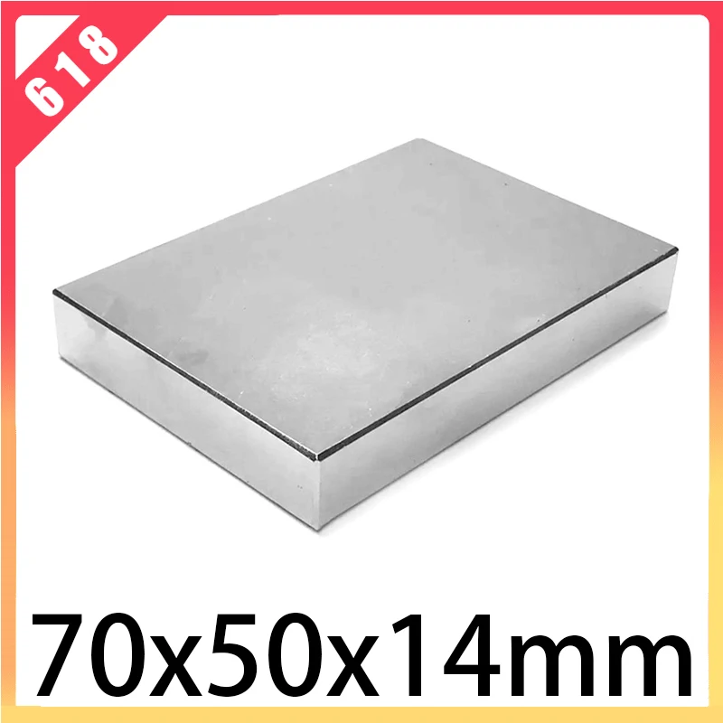 

1PC 70x50x14mm Big Quadrate Neodymium Magnet Sheet 70x50x14 Block Super Powerful Strong Magnetic Magnets 70*50*14 N35