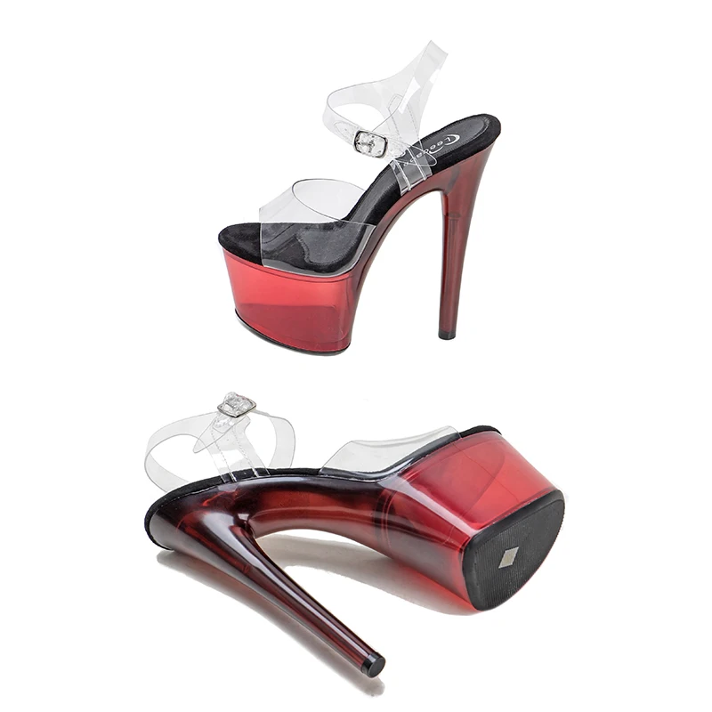 Leecabe 17CM/7Inch Beige Women's Platform Sandals  party High Heels Shoes Pole Dancing Shoes