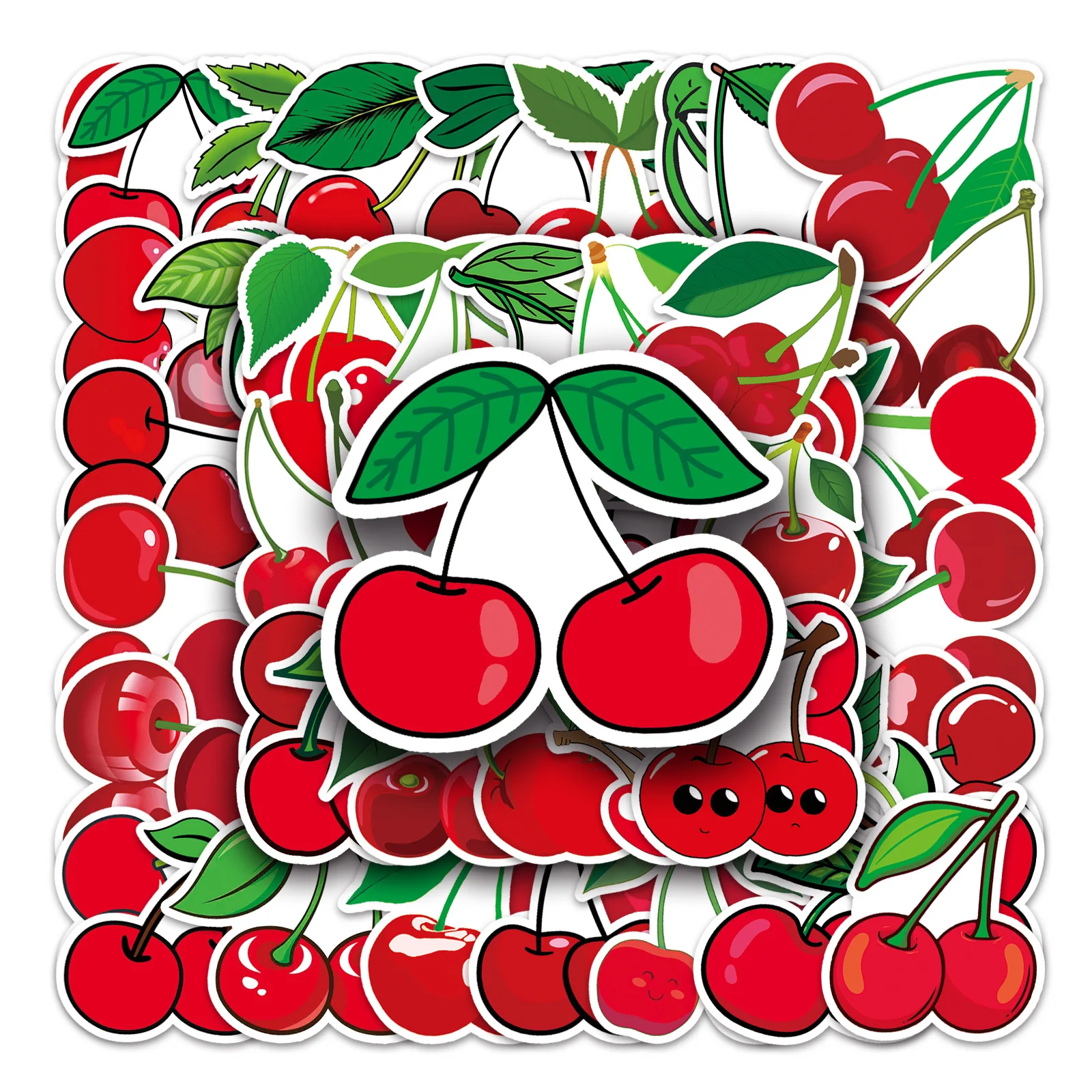 

10/30/50PCS New Attractive Cherry Sticker Mobile Phone Case Laptop DIY Skateboard Bag PVC Waterproof Decorative Sticker Wholesal