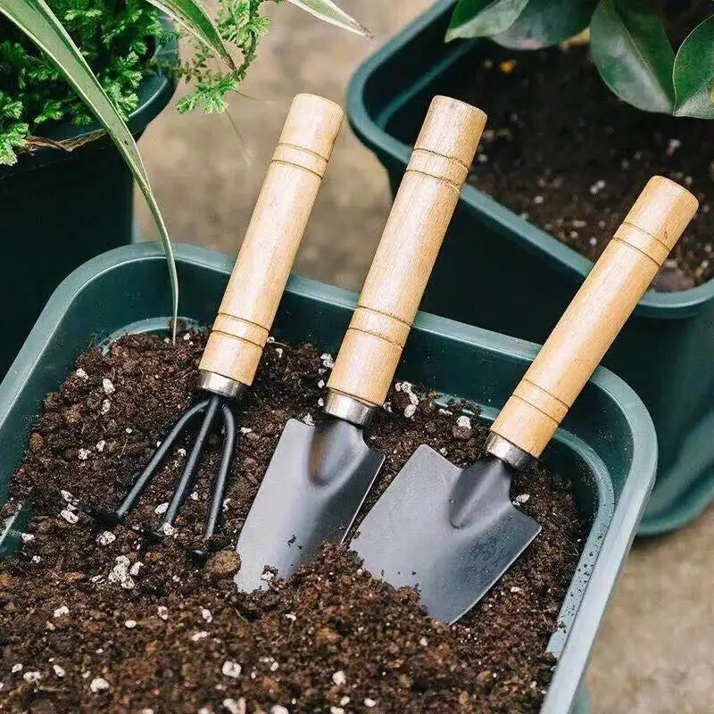 

Gardening Three-Piece Pot Small Trowel Shovel Indoor Flower Rake Beach Loose Soil Planting Vegetable Scoop Spade Tools Hoe