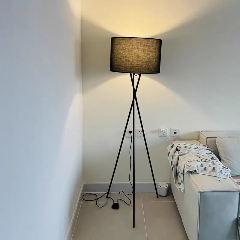 

Nordic Minimalist Fabric Lampshade Led Floor Lamp Modern Living Room Home Decor Sofa Corner Bedroom Bedside Lamp Standing Light