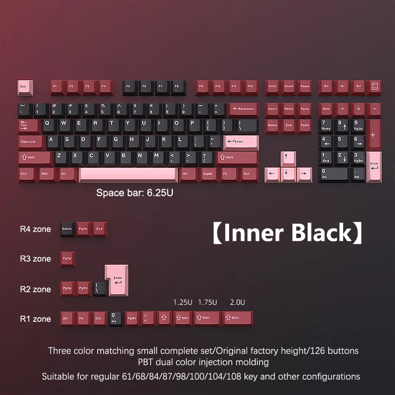 126 клавиш Double Shot Keycap PBT Cherry Механическая игровая клавиатура для MX Switch GMK67 GMK87 GMK61