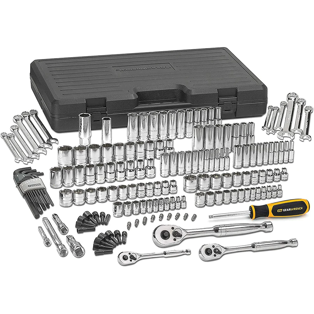 

165 Pc Drive Mechanics Tool Set Standard Deep Metric Wall Plate