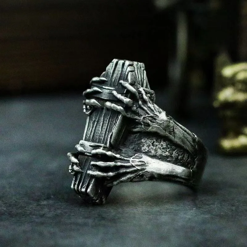 

Vintage Coffin Ghost Claw Vampire Ring Devil Made Old Opening Adjustable Neutral Creative Jewelry