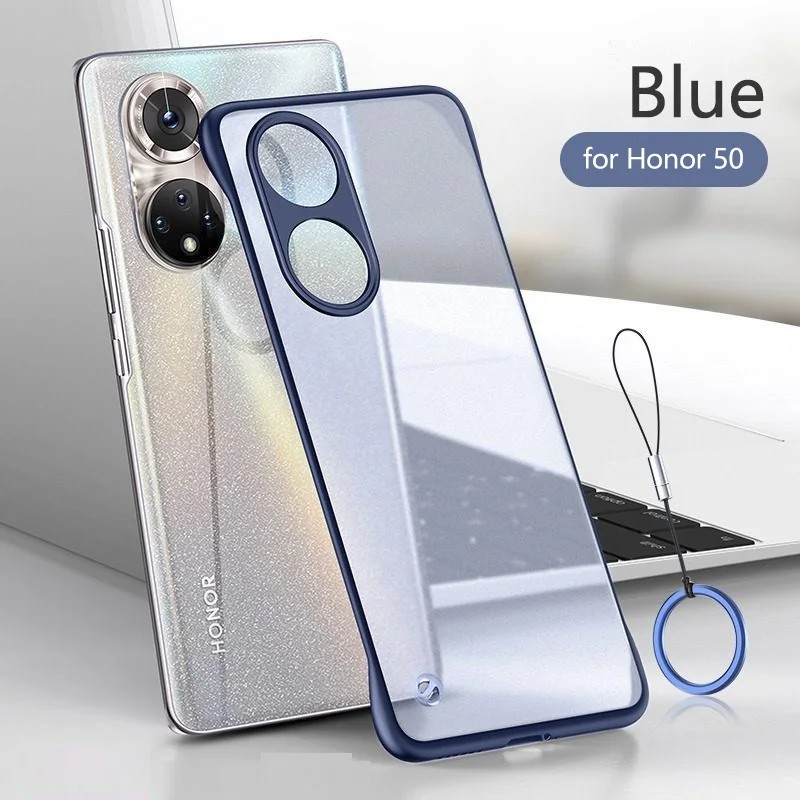 

Black Blue Borderless Case For Huawei Nova 9SE 8 6 7SE 6SE 5I Pro 4E 3 3I Matte Frameless TPU+PC Protective Shell With Ring