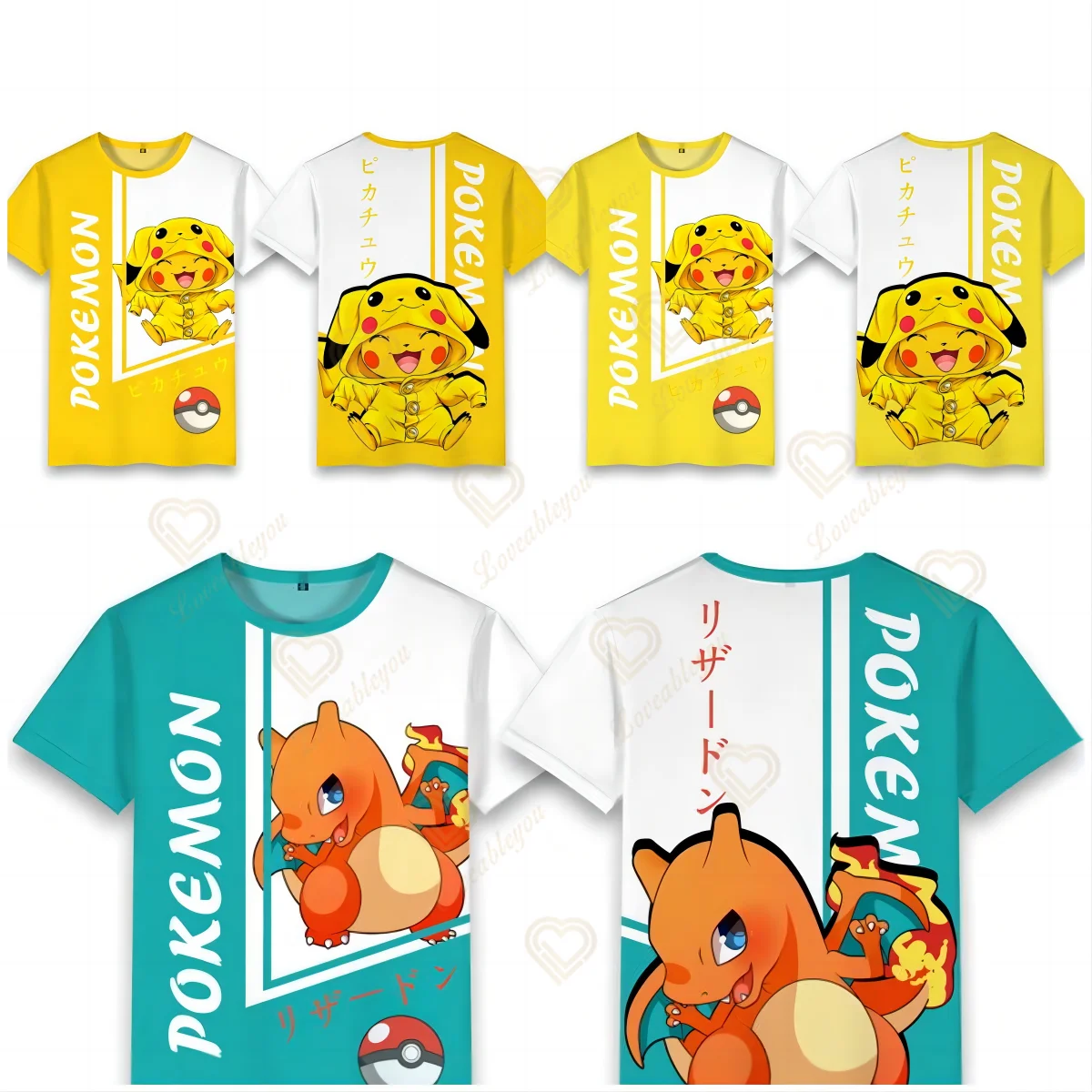 

Japan Anime Pokemon Pikachu Children's Print Cartoon Fashion T-shirt Children's Clothing Boys and Girls Gifts Birthday Clothing