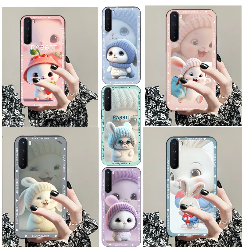 

Cute Rabbit with Glasses for OnePlus 11 10 9 Pro 8T 9RT 10T Ace OnePlus Nord N10 N100 N20 2T CE Lite Black Soft Phone Case